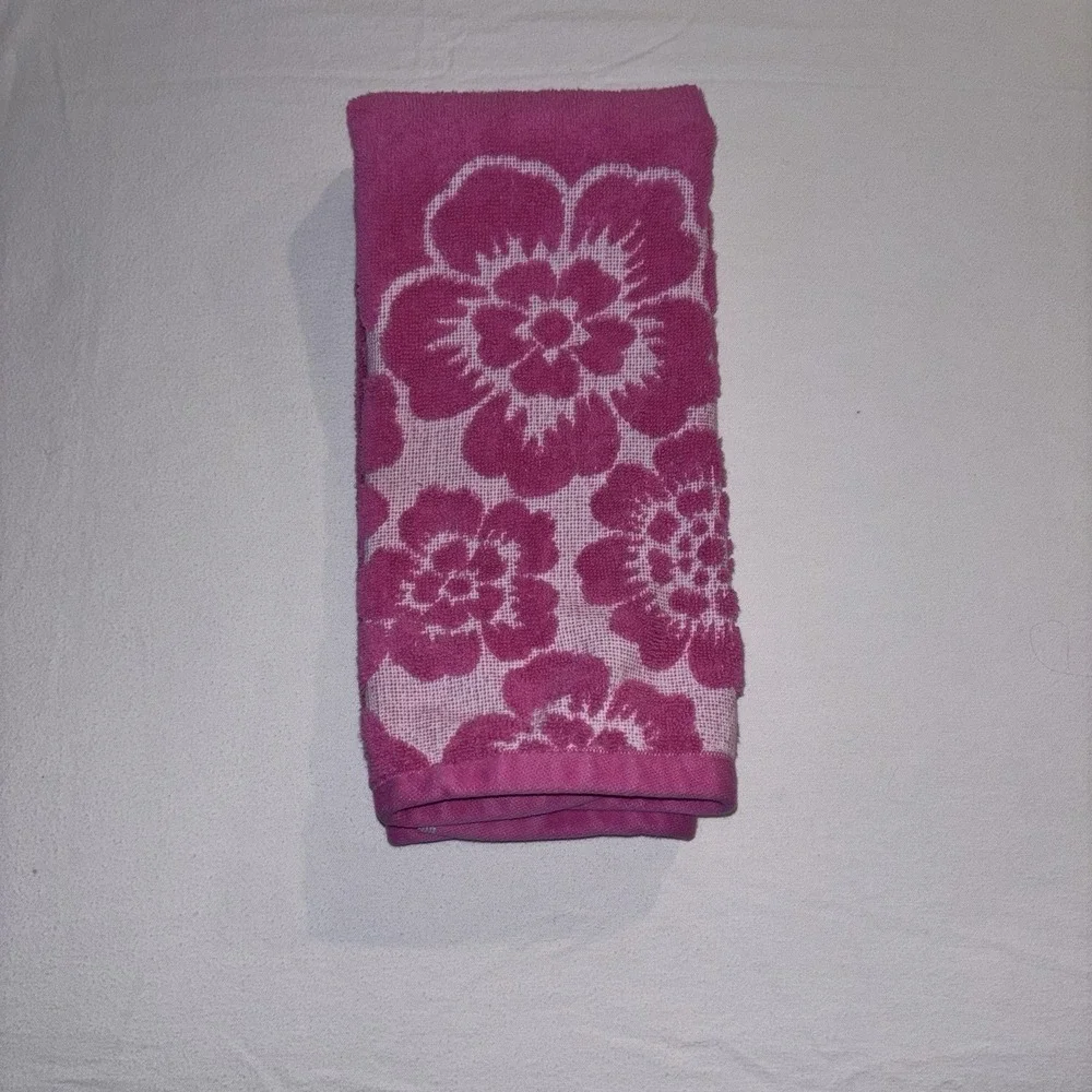 Vintage Pink Floral Hand Towel Retro Flower Pattern 16